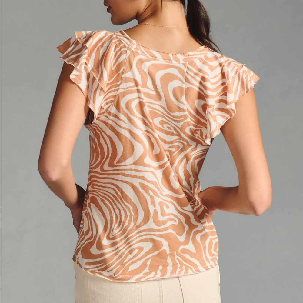 Anthropologie Maeve Catie Ruffle-Sleeved Tee - Picture 3 of 8